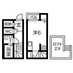 ルークス名古屋 1Kの間取図画像
