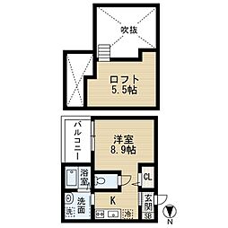 アドニス 1Kの間取図画像