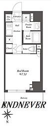 クレストコート白金高輪 1Kの間取図画像