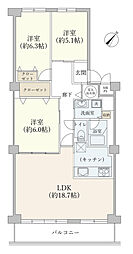 ローズハイツ八王子B棟 3LDKの間取図画像