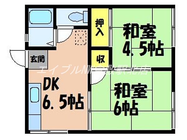 岡山県倉敷市青江(賃貸アパート2DK・2階・30.50㎡)の写真 その2