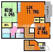 岡山県倉敷市西中新田（賃貸アパート2LDK・2階・58.53㎡） その2