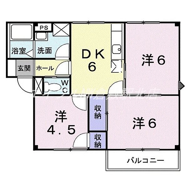 岡山県倉敷市中島(賃貸アパート3DK・2階・50.26㎡)の写真 その2