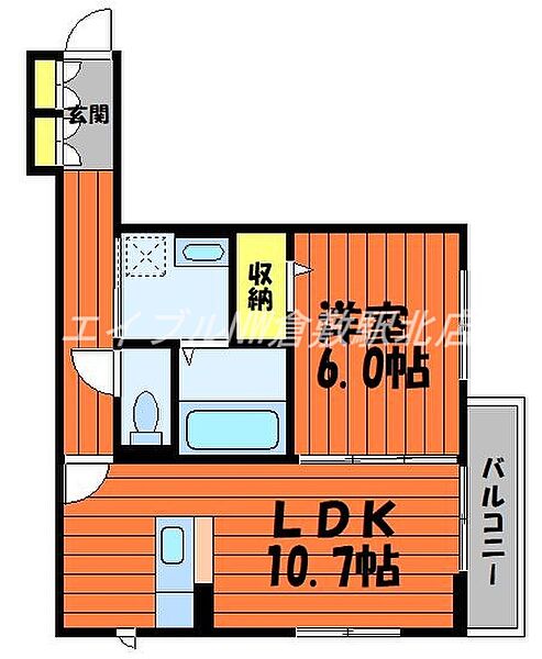 岡山県倉敷市西中新田(賃貸アパート1LDK・3階・44.31㎡)の写真 その2