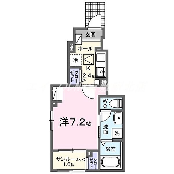 岡山県総社市中央3丁目(賃貸アパート1K・1階・29.72㎡)の写真 その2