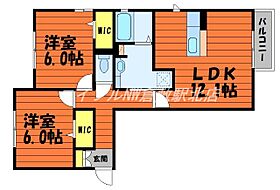 岡山県倉敷市西富井（賃貸アパート2LDK・1階・59.61㎡） その2