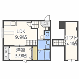 福岡市地下鉄空港線 祇園駅 徒歩16分の賃貸アパート 2階1SLDKの間取り