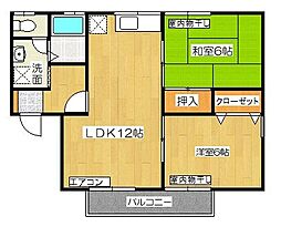 セジュールパティオ1 2LDKの間取図画像