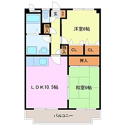 アネックスけやき通り 2LDKの間取図画像