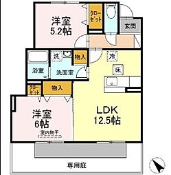エルブ・ソヴァージュ 2LDKの間取図画像