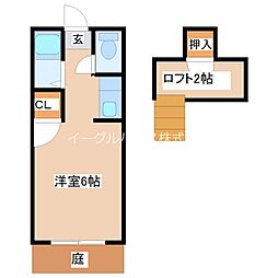 エル二日市 1Kの間取図画像