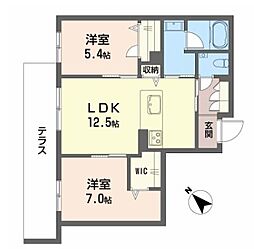 シャーメゾン トレゾール 2LDKの間取図画像