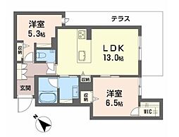 シャーメゾン トレゾール 2LDKの間取図画像
