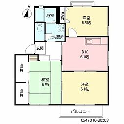 メゾンタカタB 3DKの間取図画像