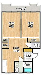 マンションエスティー 2LDKの間取図画像
