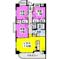 エスポワール 3LDKの間取図画像
