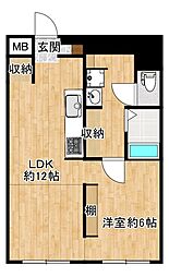 gru 1LDKの間取図画像