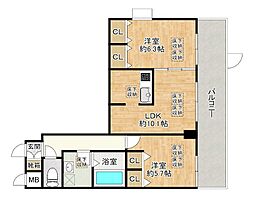 ルネスプランドール 2LDKの間取図画像