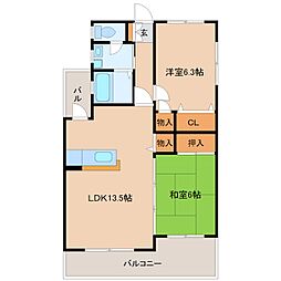 LIVE筑紫野 2LDKの間取図画像