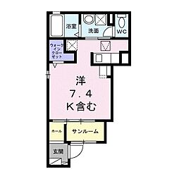 エルノア ワンルームの間取図画像