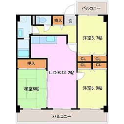 カサグランデ筑紫 3LDKの間取図画像