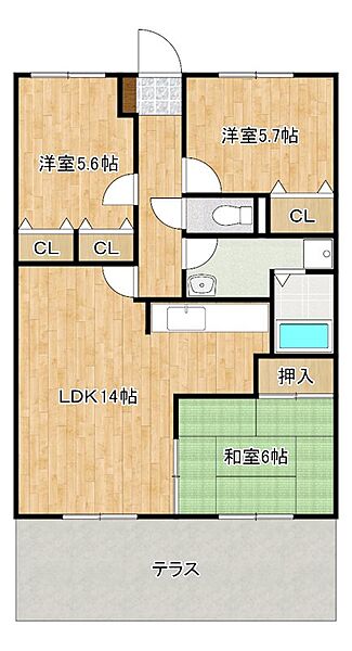 ディナスティVIII 102｜福岡県筑紫野市二日市西３丁目(賃貸マンション3LDK・1階・70.72㎡)の写真 その2