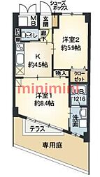 バレーロード辻子 2DKの間取図画像