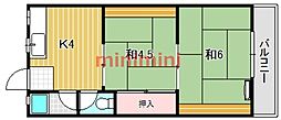 宮田グリーンハイツ 2DKの間取図画像