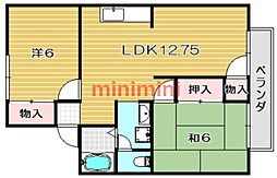 メゾンアサヒ 2LDKの間取図画像