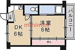 ビレッジハウス西町3棟 1DKの間取図画像
