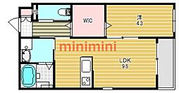 HEBELRivero 1LDKの間取図画像