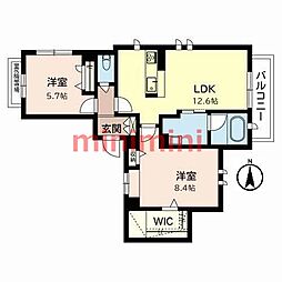 TrimPlus南茨木 2LDKの間取図画像