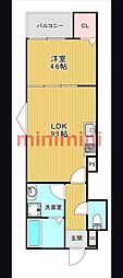 (仮称)吹田市昭和町A棟 1LDKの間取図画像