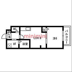 ジーイーセットサウス 1LDKの間取図画像
