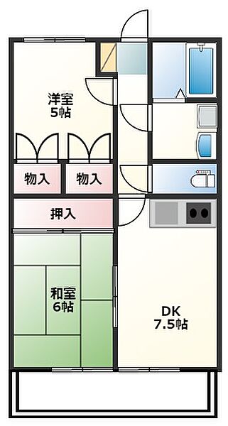 パレス妻ヶ丘 ｜宮崎県都城市中原町(賃貸マンション2DK・3階・49.50㎡)の写真 その2