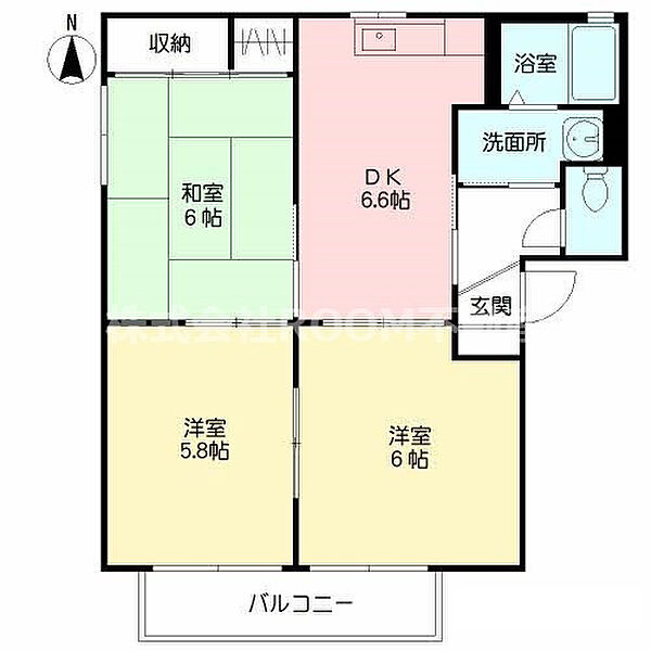 ＭＡＪＯＲ ｜宮崎県都城市郡元1丁目(賃貸アパート3DK・2階・56.09㎡)の写真 その2