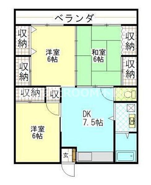 ももえマンション ｜宮崎県都城市西町(賃貸アパート3DK・2階・59.40㎡)の写真 その2