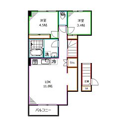 1-25-31 2階2LDKの間取り