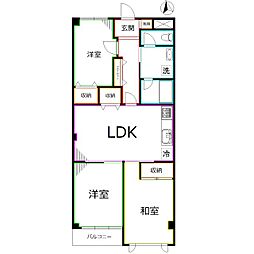 ヘリオス天神町レジデンス 2階3LDKの間取り
