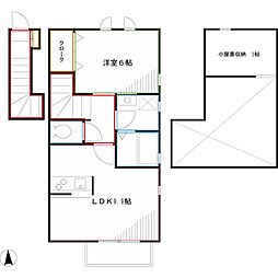 Fairway Court 2階1LDKの間取り