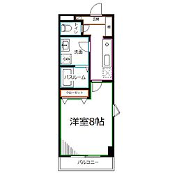 JR中央本線 国分寺駅 徒歩7分の賃貸マンション 5階1Kの間取り