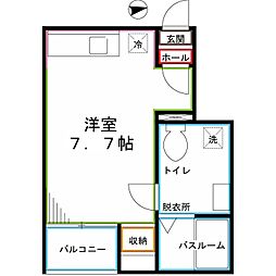 コーディエ 1階ワンルームの間取り