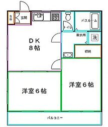 DUKEII 2階2LDKの間取り