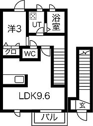西武拝島線 東大和市駅 徒歩21分の賃貸アパート 2階1LDKの間取り