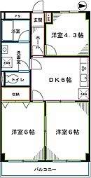 ローヤル国立マンション 2階3DKの間取り