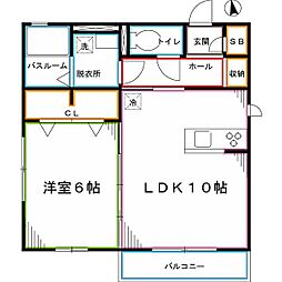 メゾンみつわ 2階1LDKの間取り