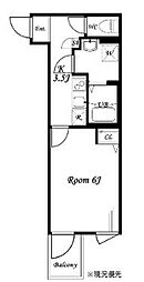 フローレンスベリー小平 2階1Kの間取り