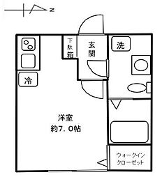 エクシス国立 ワンルームの間取図画像