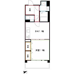 UR都市機構コーポレート武蔵境 1DKの間取図画像