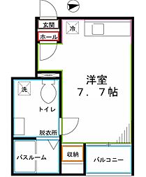 コーディエ ワンルームの間取図画像